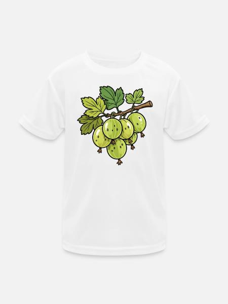 Stachelbeeren Zweig Illustration - Kinder Funktions-T-Shirt - Weiß - Vorne