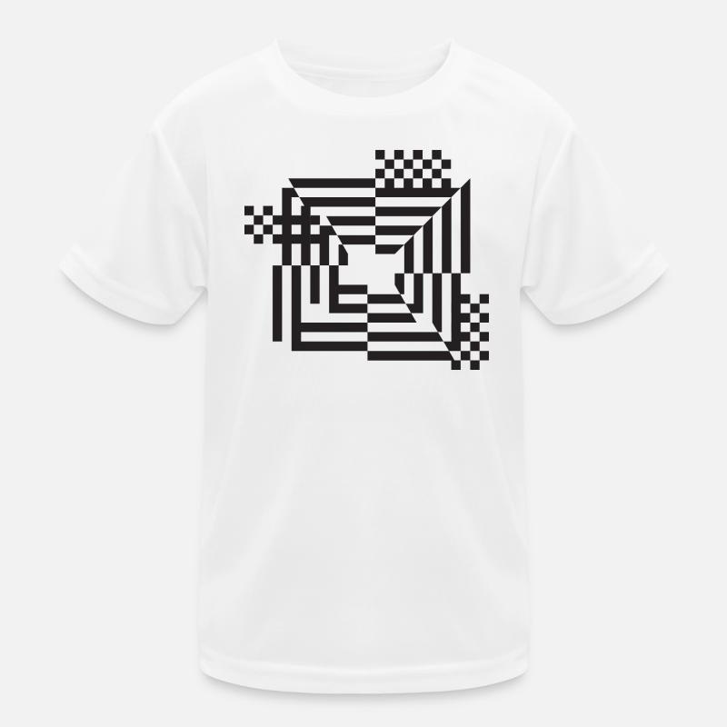 Labyrinth Grid Monochrome Kids Functional T-Shirt