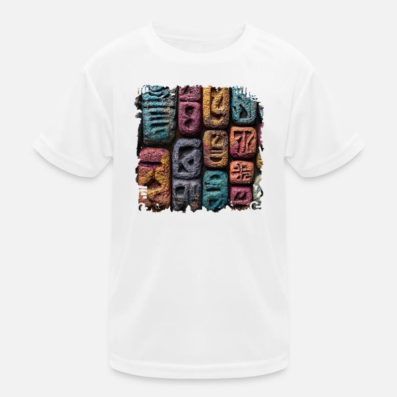 Colorful Stone Letter Pattern Kids Functional T-Shirt
