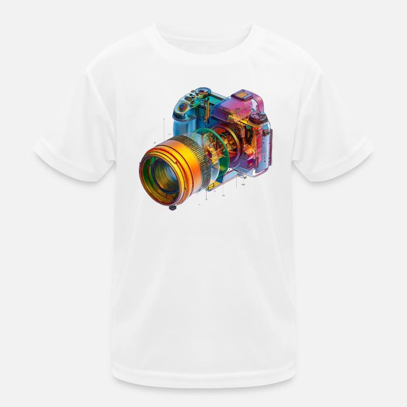 Caméra arc-en-ciel comme conception CAO dans l’explosion de couleurs T-shirt sport Enfant