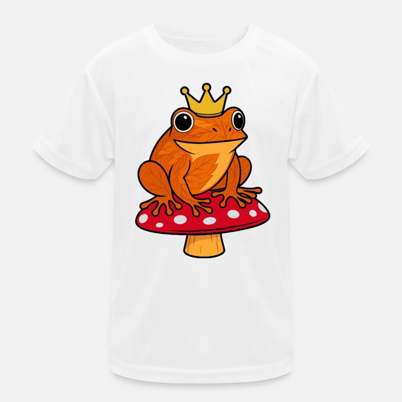 King Tree Frog Frog Mushroom Crown Toad Autumn Kids Functional T-Shirt