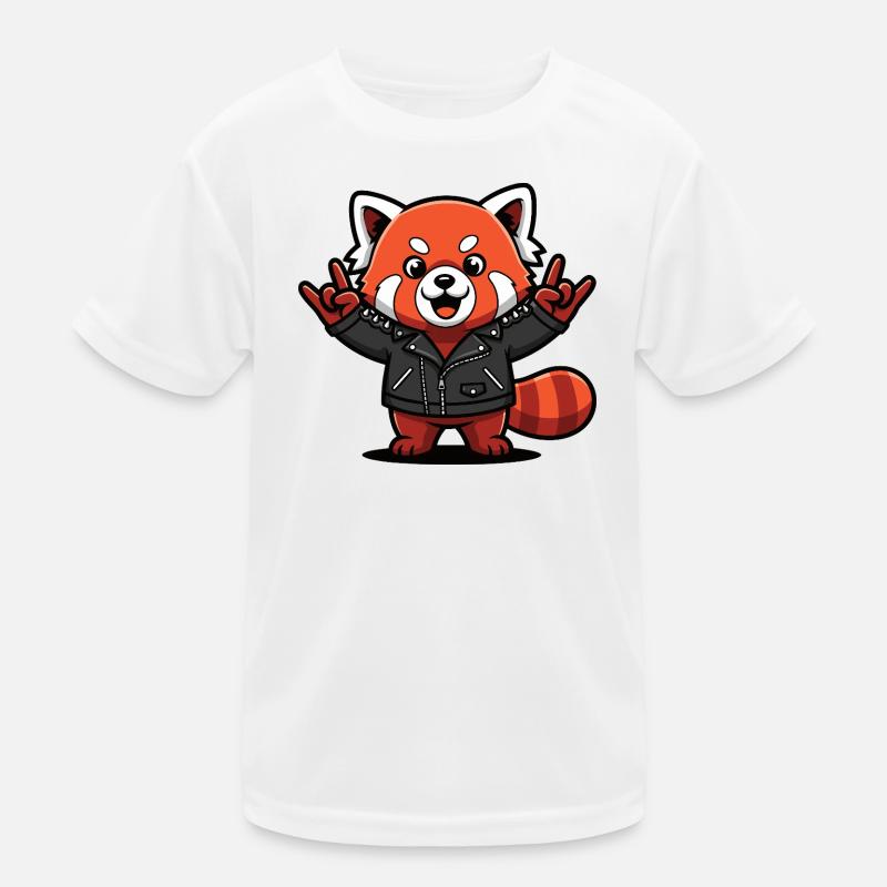 Red Panda in Leather Jacket Kids Functional T-Shirt
