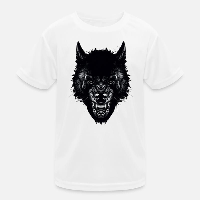 Wolf - Kinder Funktions-T-Shirt - Weiß
