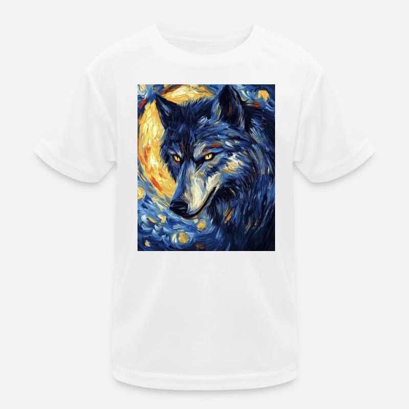 Wolf Van Gogh Style Kids Functional T-Shirt