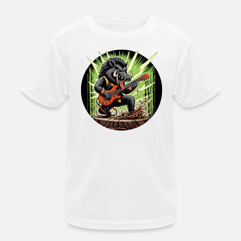 Sanglier : guitariste de rock en forêt T-shirt sport Enfant