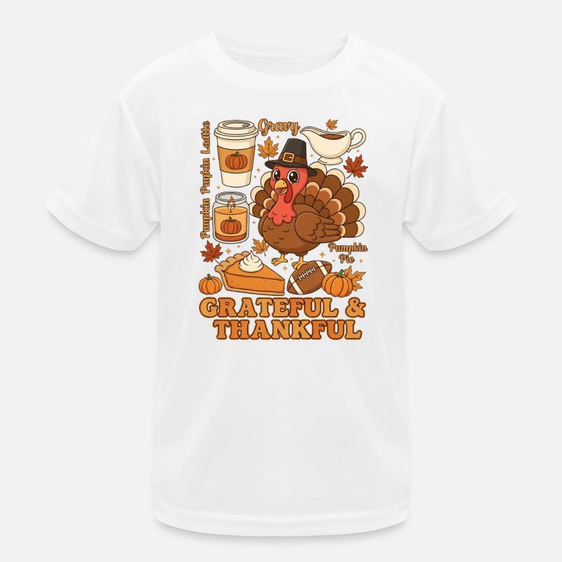 Grateful Turkey Autumn Feast Kids Functional T-Shirt