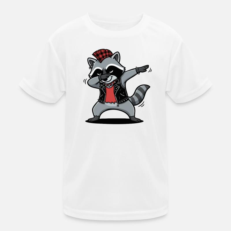 Punk Rock Raccoon – DAB Move in Comic Style Kids Functional T-Shirt