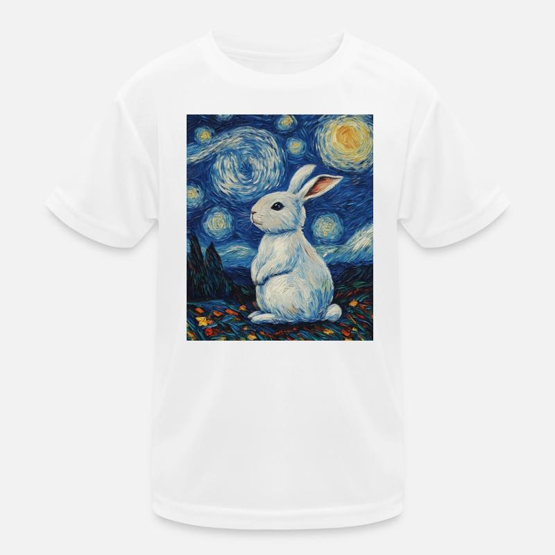 Lapin style Van Gogh Nuit étoilée T-shirt sport Enfant