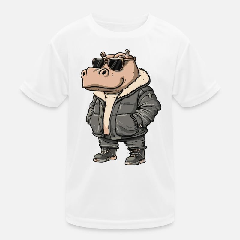 Nilpferd Cool Winter Kinder Funktions-T-Shirt