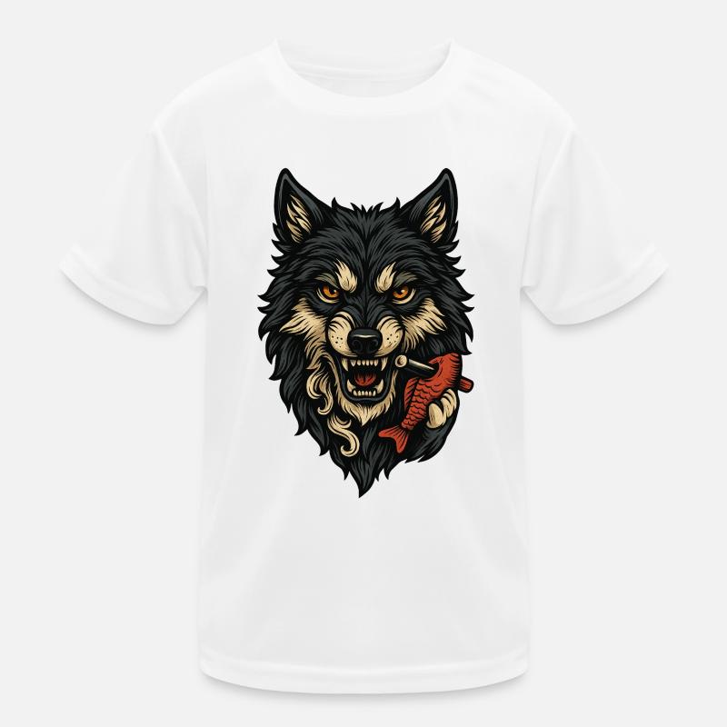 Visage de loup sauvage avec os T-shirt sport Enfant