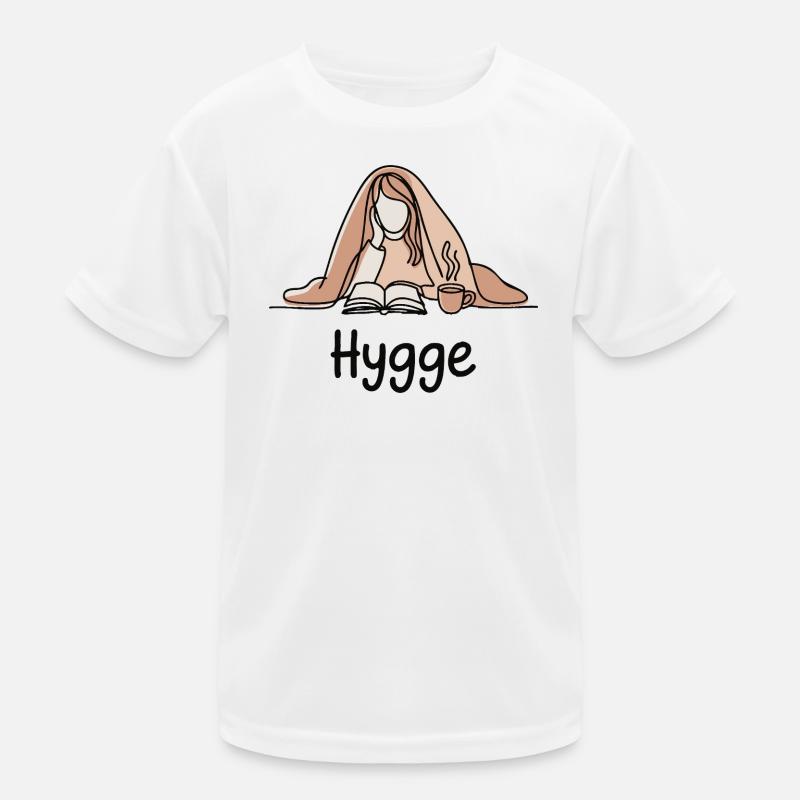 Gemütlich unter der Decke mit Buch und Kaffee Kinder Funktions-T-Shirt
