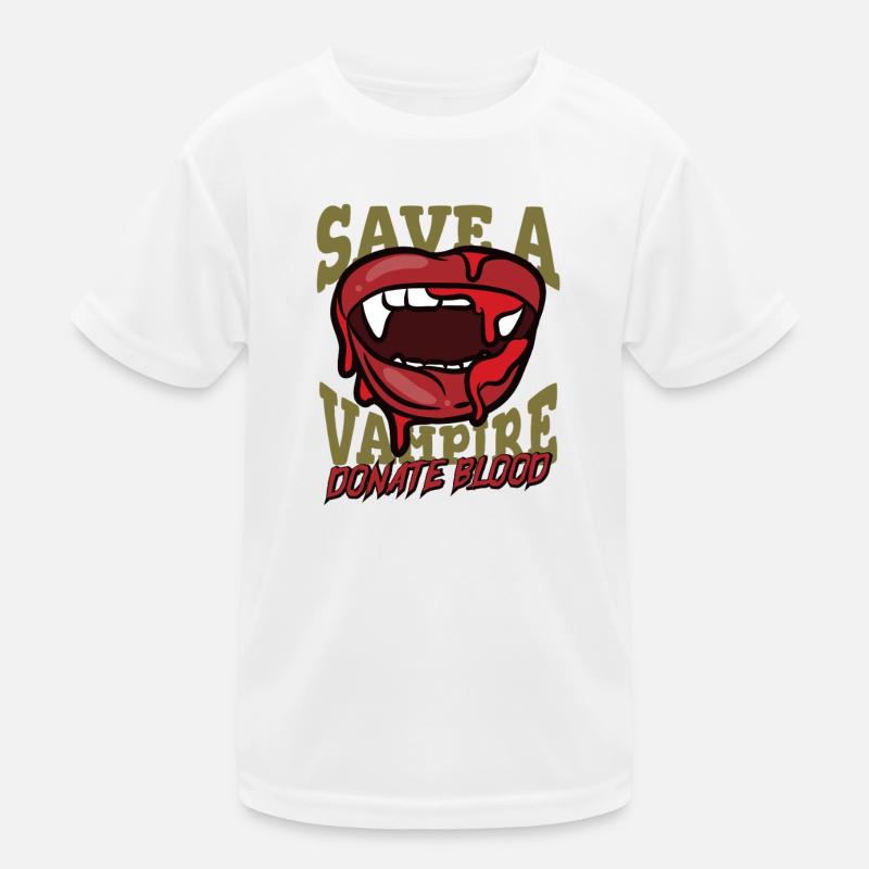 Save a Vampire – Donate Blood - Kinder Funktions-T-Shirt - Weiß