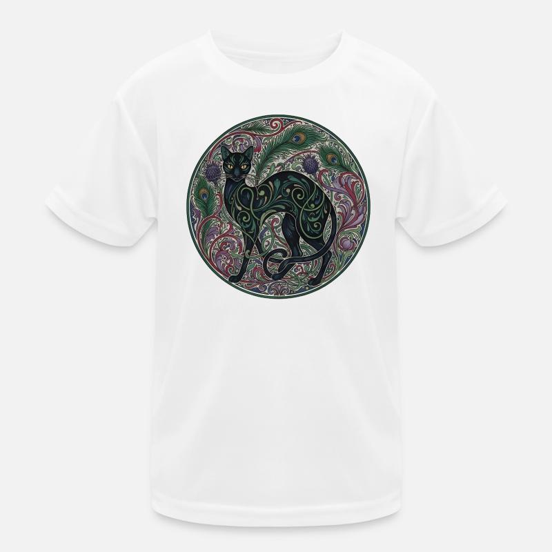 Interwoven Night Cat Ornamental Circle Kids Functional T-Shirt