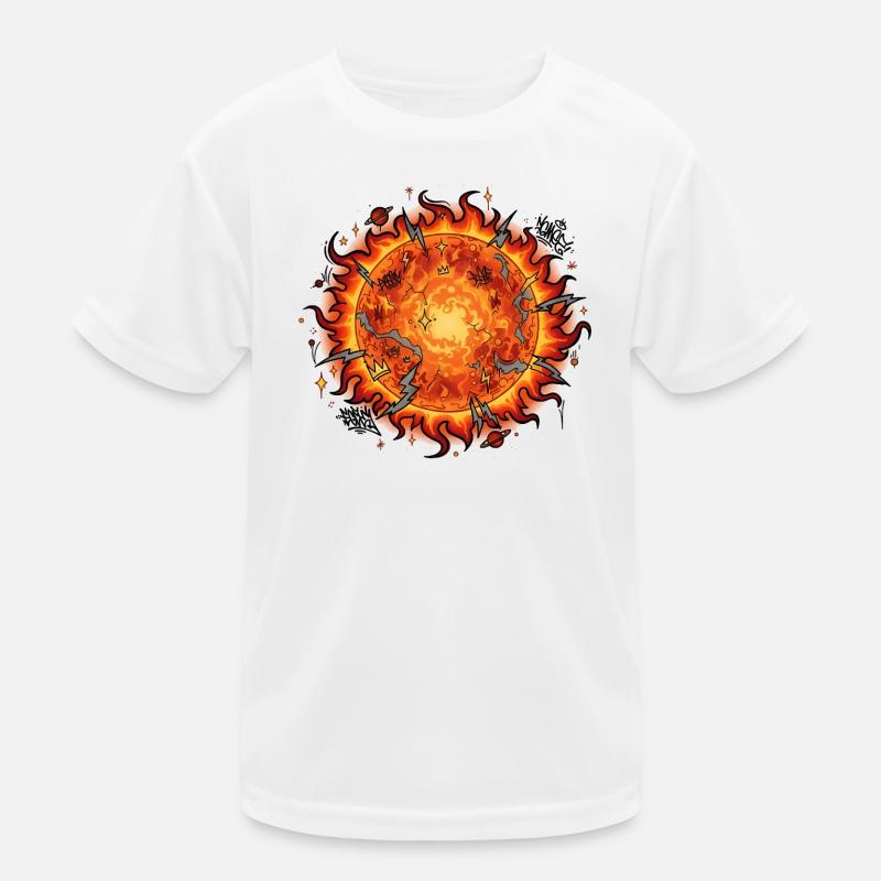 Flammender Sonnenball Explosion Kinder Funktions-T-Shirt