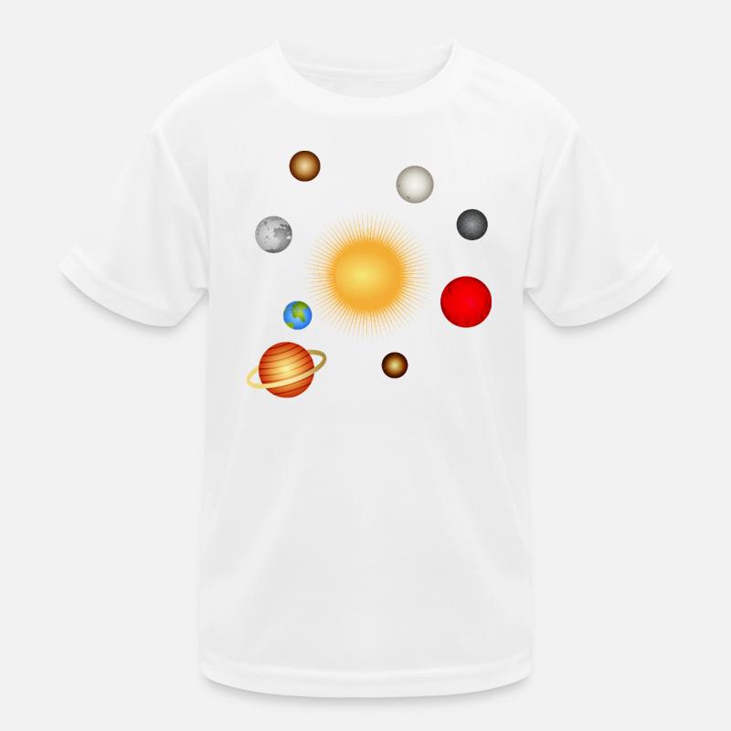 Luminous planetary system with sun and planets Kids Functional T-Shirt