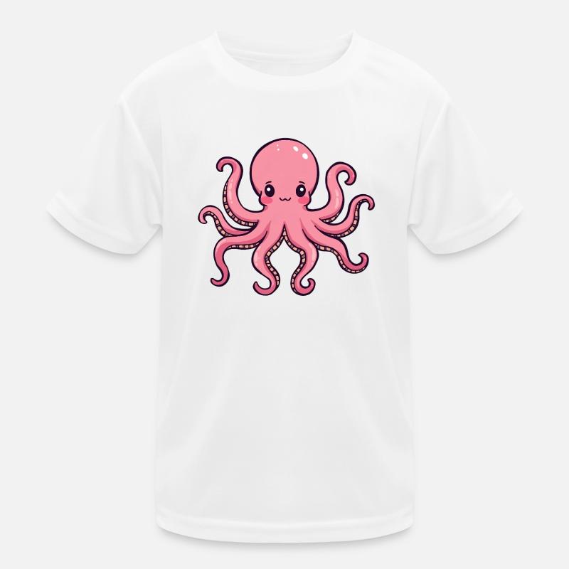 Pink Octopus Charming Cartoon Kids Functional T-Shirt