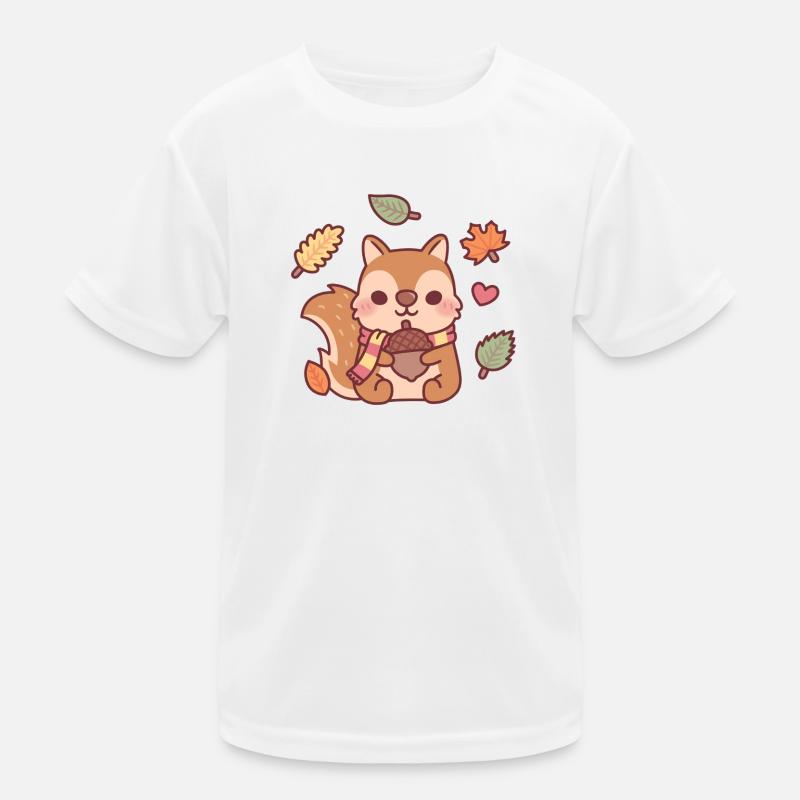 Niedliches Eichhörnchen mit Schal mit Eichel Herbstmeer Kinder Funktions-T-Shirt