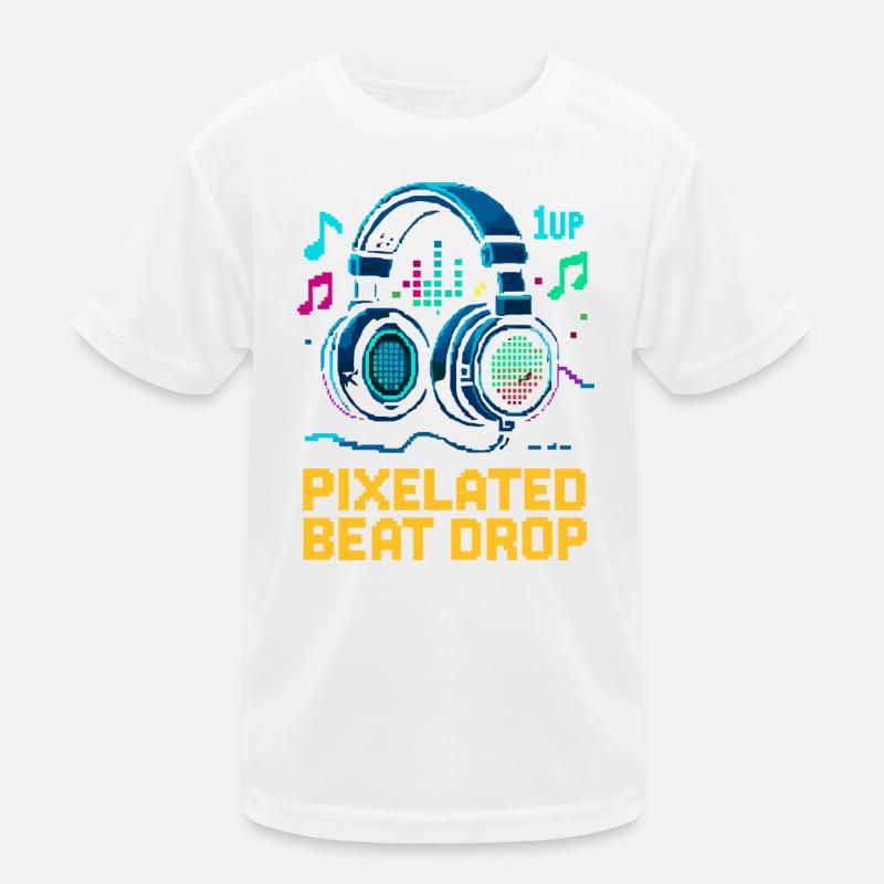 PIXELATED BEAT DROP Retro Pixel Kopfhörer 1UP Kinder Funktions-T-Shirt