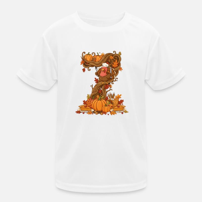 Herbsternte Truthahn auf gedrehtem Baum Kinder Funktions-T-Shirt