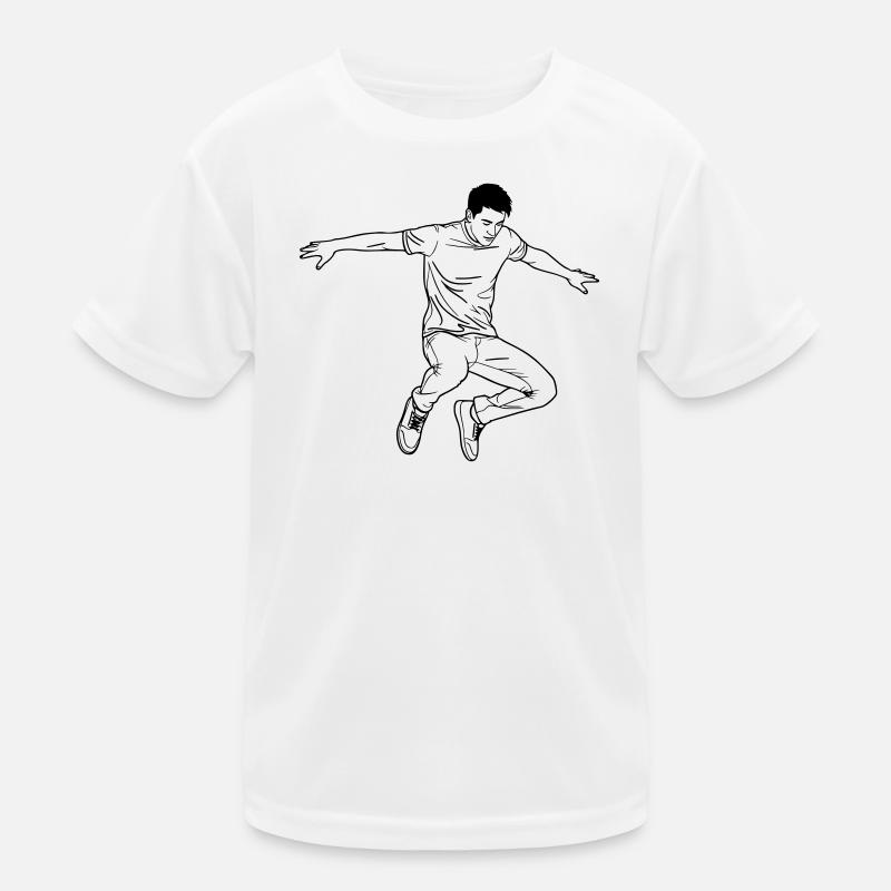 Tanzender Mann Line Art Kinder Funktions-T-Shirt