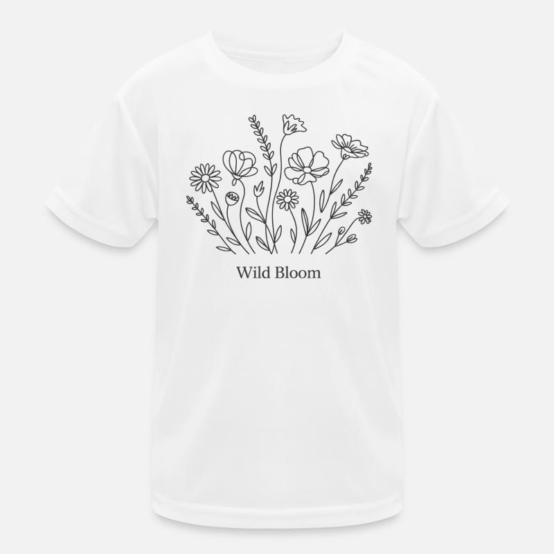 Floral Line Art Kids Functional T-Shirt