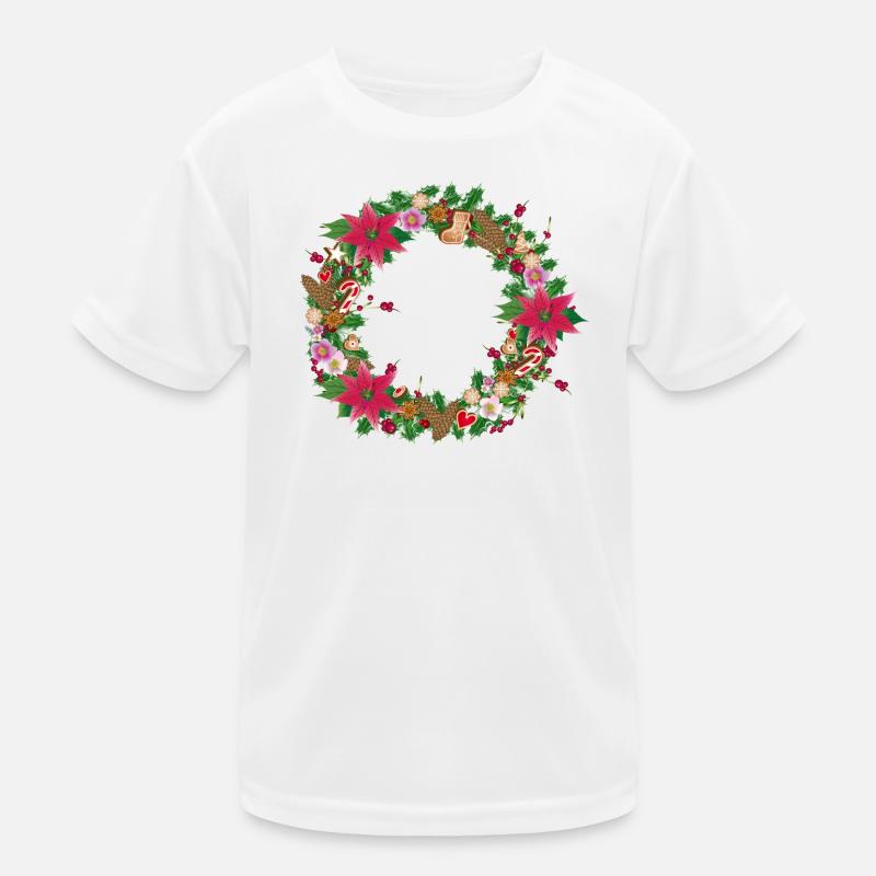 Üppig geschmückter Weihnachtskranz mit Deko Kinder Funktions-T-Shirt