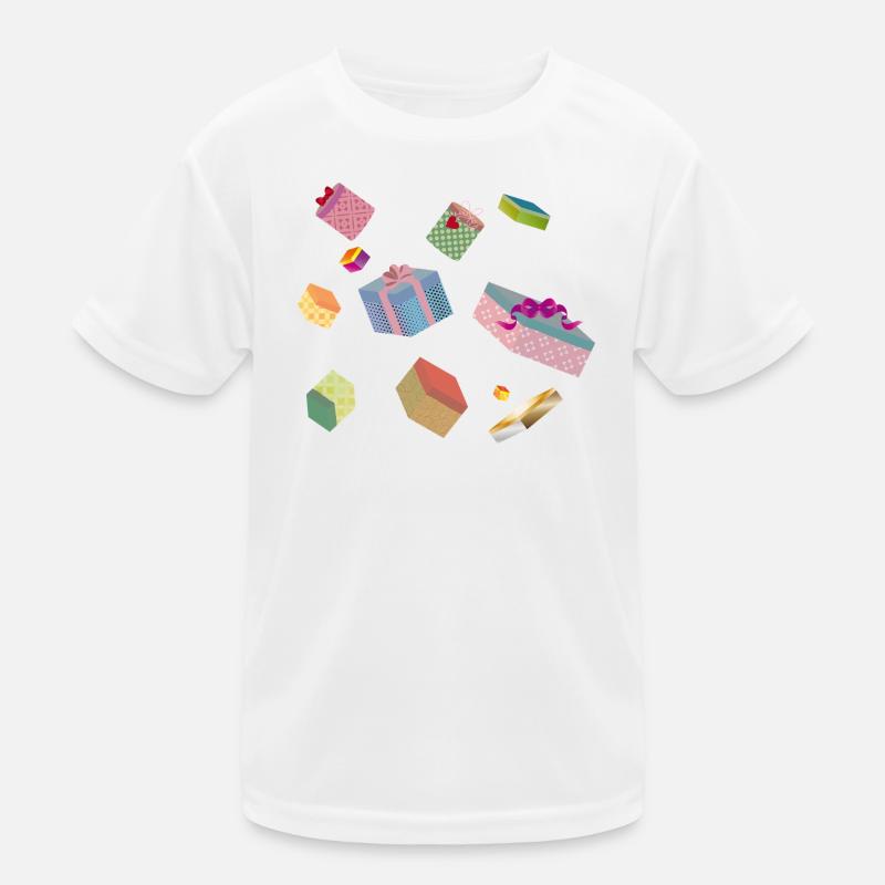 Bunte Geschenkboxen – festlich verpackte Geschenke Kinder Funktions-T-Shirt