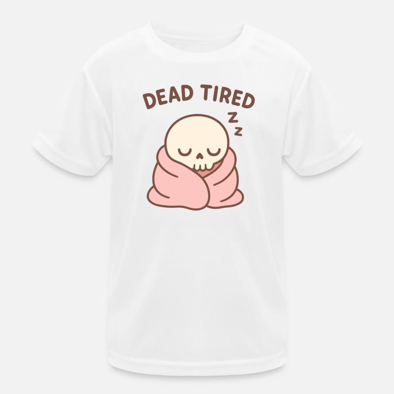 Dead Tired Sleep Skull - Kids Functional T-Shirt - white