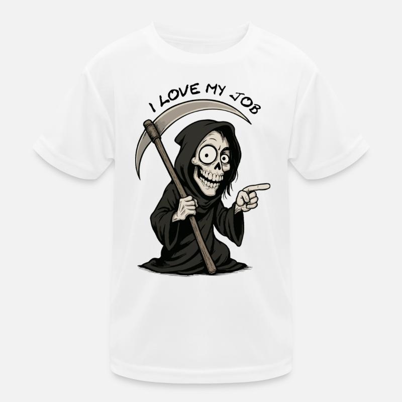 Grim Black Grim Reaper lächelt Kinder Funktions-T-Shirt