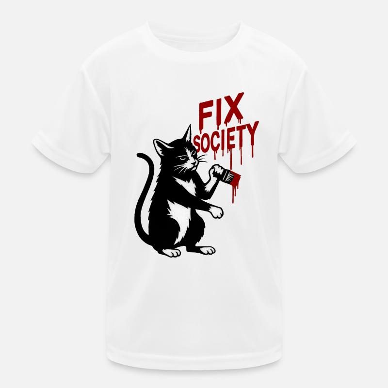 Graffiti Katze Fix Society Kinder Funktions-T-Shirt