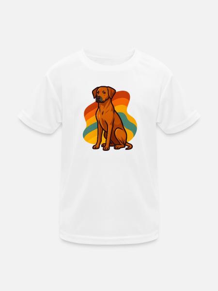 Retro Rhodesian Ridgeback Hund - Kinder Funktions-T-Shirt - Weiß