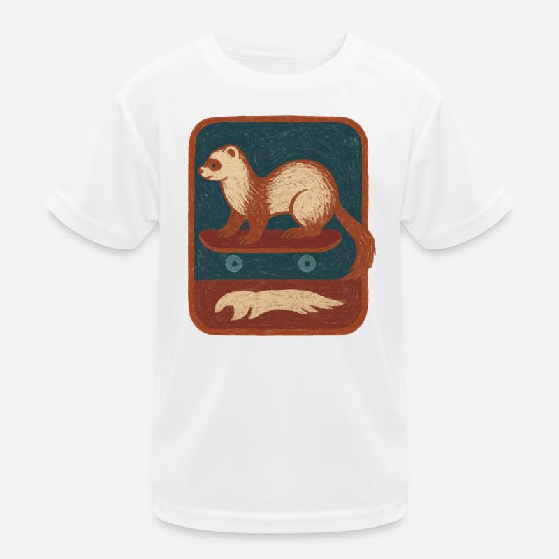 Frettchen auf Skateboard Retro Kinder Funktions-T-Shirt