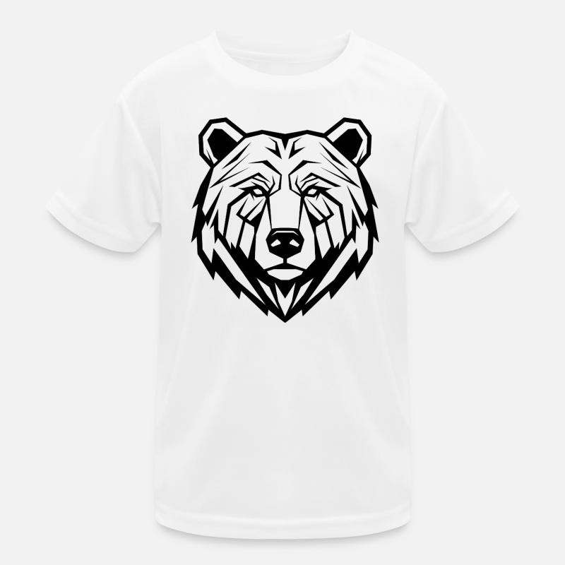 Geometric Bear Line Art Kids Functional T-Shirt