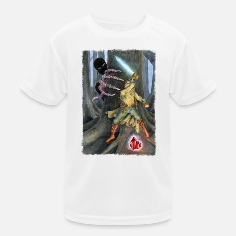 Fantasy Hero Battling Shadow Creature Kids Functional T-Shirt