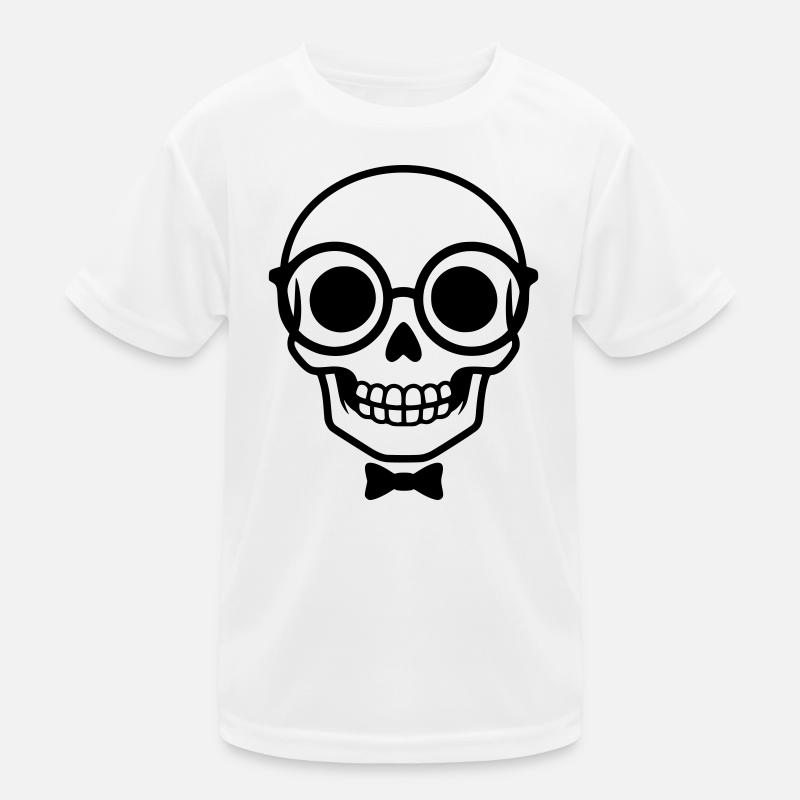 Nerd Totenkopf mit Brille & Fliege Kinder Funktions-T-Shirt