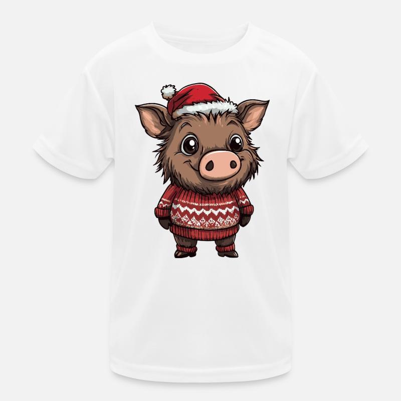 Schwein Weihnachten Wildschwein Kinder Funktions-T-Shirt