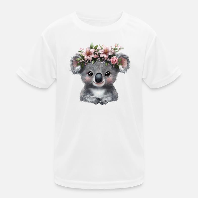 Koala mit Blütenkrone Illustration Kinder Funktions-T-Shirt