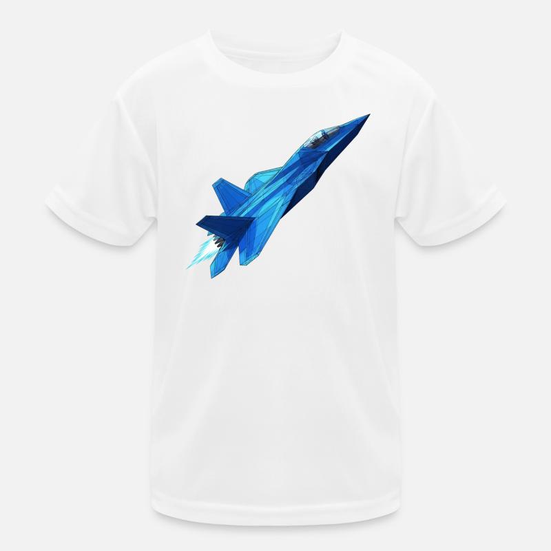 Blauer Geometrie Düsenjet Kinder Funktions-T-Shirt