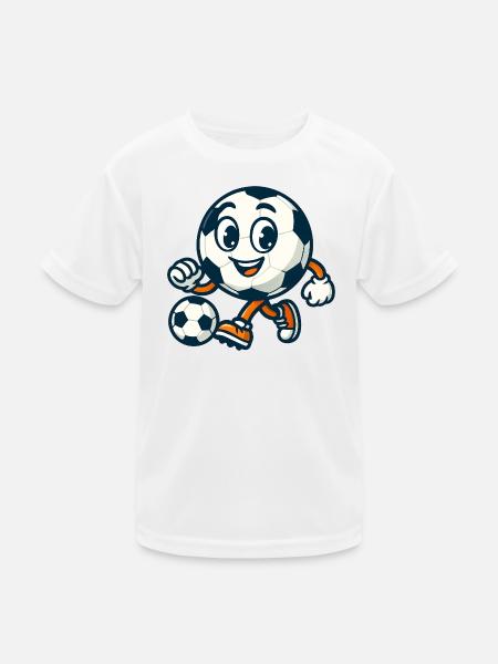 Lustige Fußball-Karikatur - Kinder Funktions-T-Shirt - Weiß