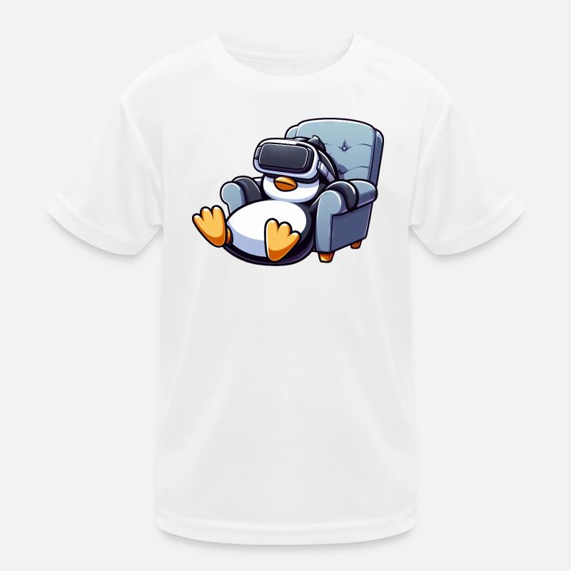 Penguin Virtual Reality Gamer Gamer Chill Kids Functional T-Shirt