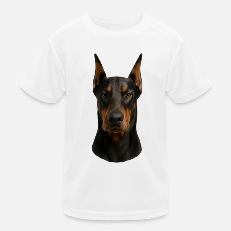 Dobermann Kopfporträt Kinder Funktions-T-Shirt