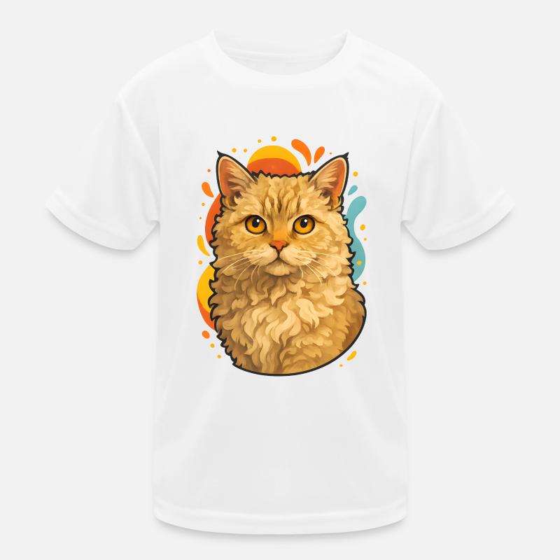 Selkirk Rex Cat in Colorful Pop Art - Kids Functional T-Shirt - white