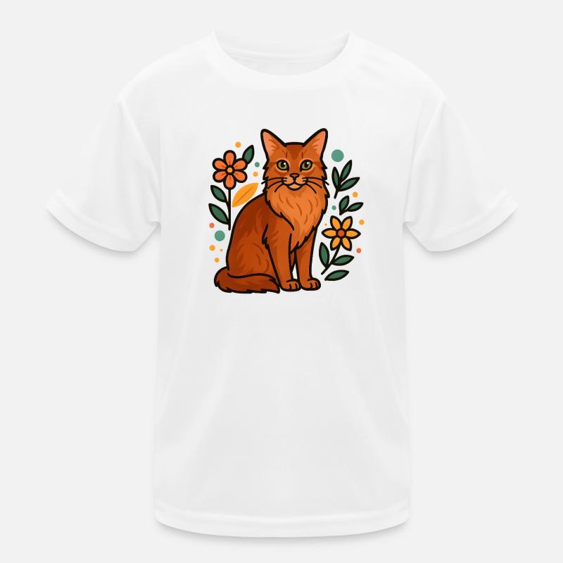 Chat somalien et fleurs T-shirt sport Enfant
