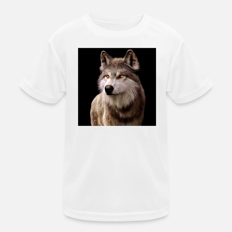 Wolfsblick Bernstein im Dunkel Kinder Funktions-T-Shirt