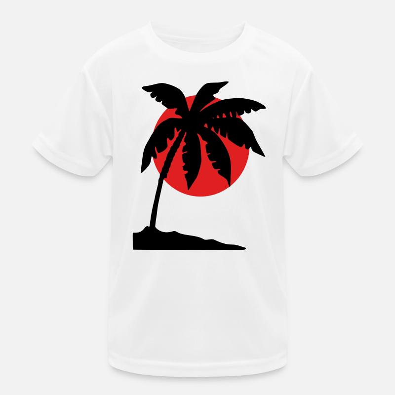 Palm Tree Sunset – Tropical Silhouette - Kids Functional T-Shirt - white