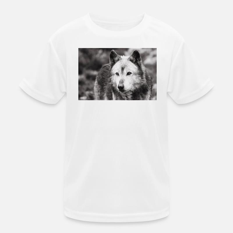 Lone Wolf Black and White Kinder Funktions-T-Shirt