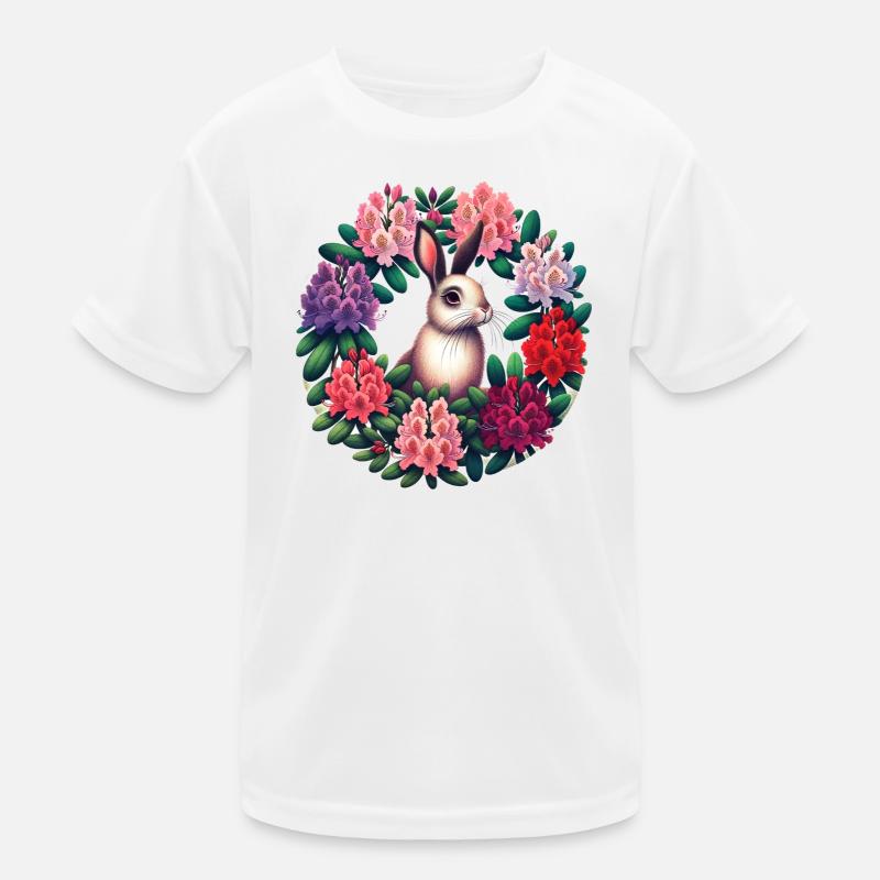 Circular Floral Rabbit Kids Functional T-Shirt