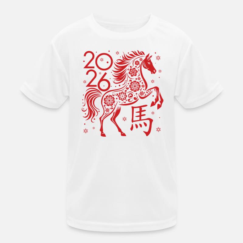 Chinesisches Neujahr des Pferdes 2026 Kinder Funktions-T-Shirt