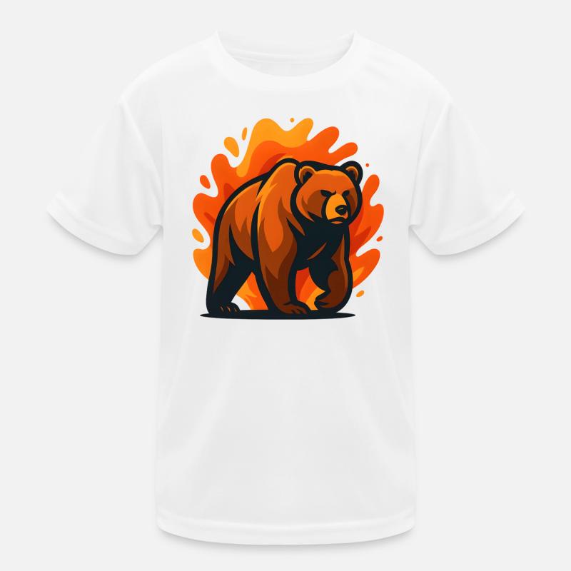 Burning Bear in flames Kids Functional T-Shirt