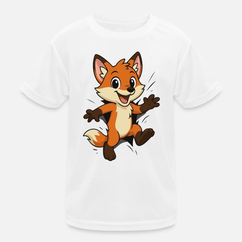 Cheerful Fox Jump Kids Functional T-Shirt
